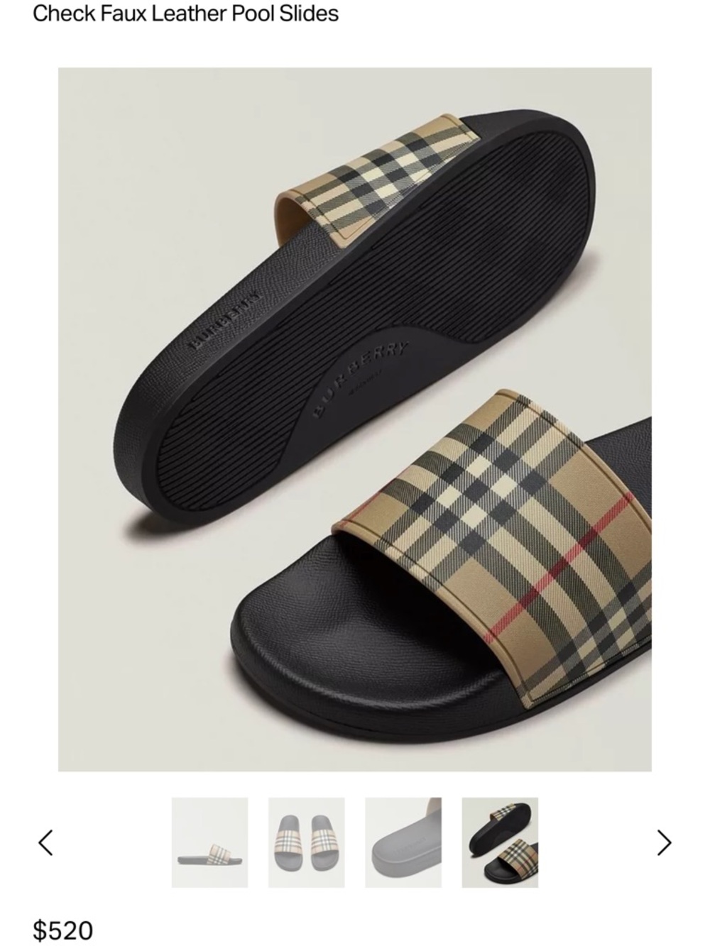 Burberry Beige Nova Check slides sandals